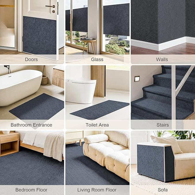Cat Scratch Furniture Protector, 39.7"x15.7" Trimmable Self-Adhesive Cat Scratching Mat, Corner Couch Protector from Cat Claws, DIY Anti-Scratch Pad Rug for Sofa, Wall & Door, Dark Gray