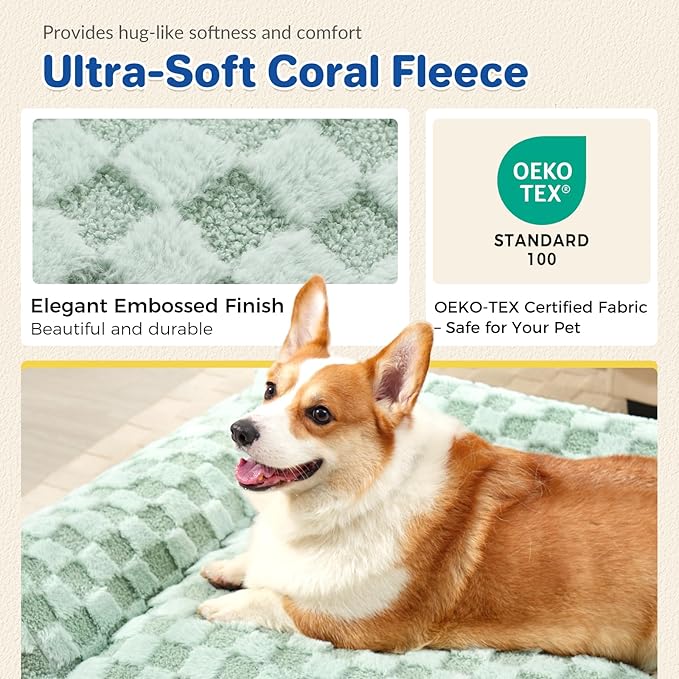 ABCPET Cat Bed Cats Couch for Puppy and Kitten, Fluffy Pet Couch Small Dog Sofa Bed, Supportive Cat Sofa for Indoor Cats, Washable Cover & Non-Slip, 26 inch, Green