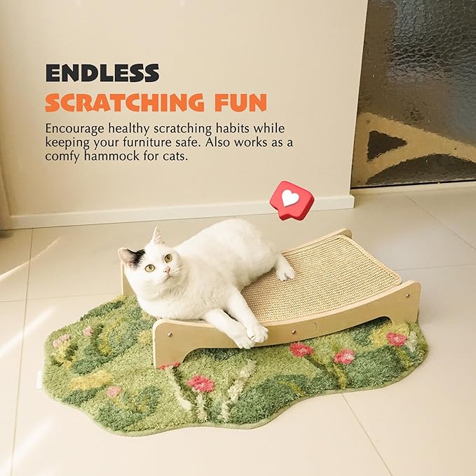 PETKARAY Sisal Cat Scratching Board, Curved Sisal Cat Scratcher, Large Indoor Kitty Scratch Pad, Heavy Duty Arc Lounge Bed for Kitten