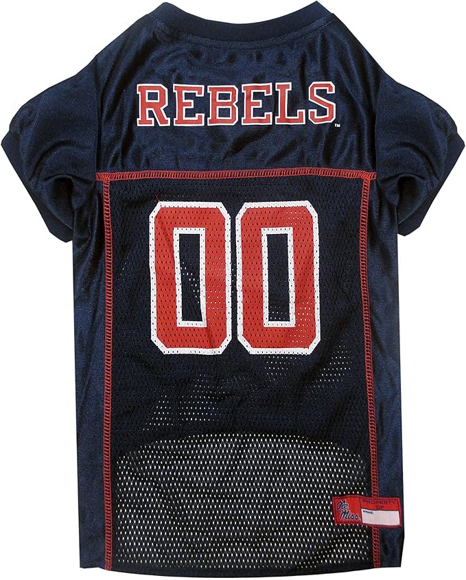 Pets First NCAA College Mississippi Ole Miss Rebels Mesh Jersey for Dogs & Cats, XX-Large. Licensed Dog Jersey with Your Favorite Football/Basketball College Team