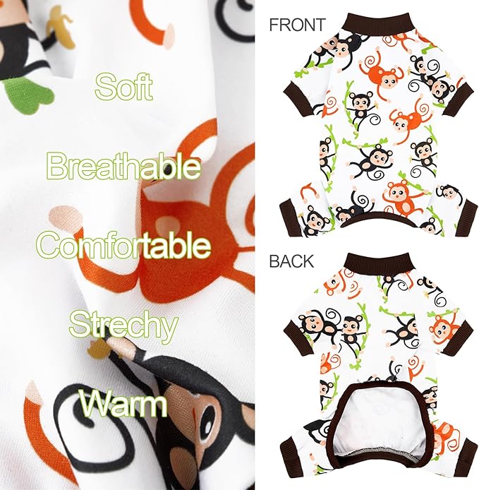 XPUDAC Dog Pajamas Soft Strechy Puppy Pjs Pet Clothes for Small Medium Dogs Boy Girl Cat Pet Outfit, XS