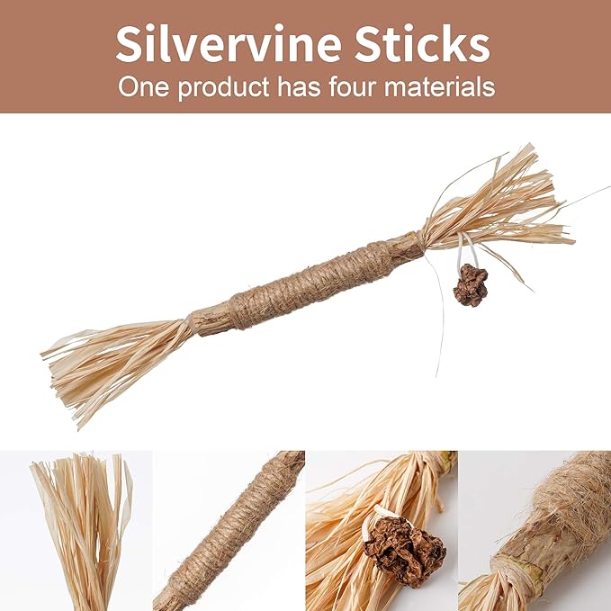 PAZ'S GIFT Catnip Toy Cat Toys Catnip Toy cat chew Toy cat Kicking silvervine Stick Teeth Cleaning Cute Kitten Teething Indoor Interactivecat Dental Care Matatabi (Raffia 2pcs)