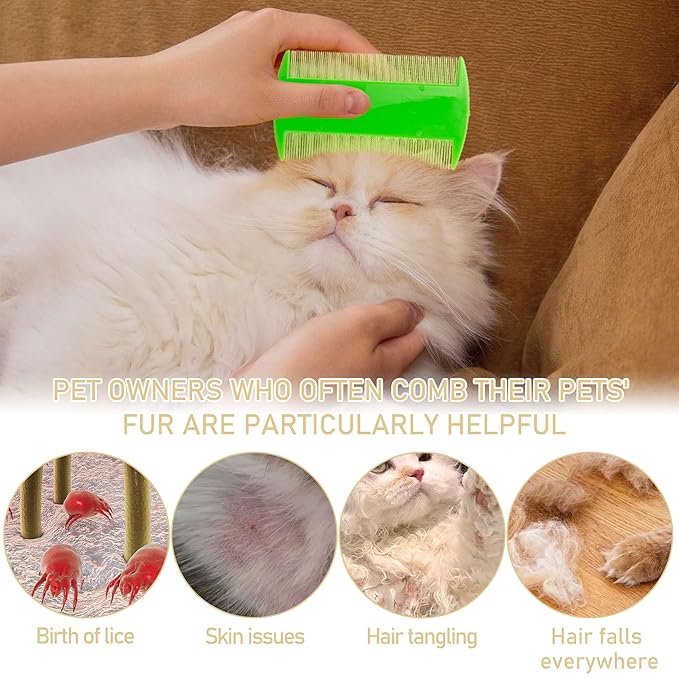 140 Pcs Flea and Tick Grooming Tool Bulk- Double Sided Comb for Cats Dogs Lice and Tick Comb for Small Pets, Kittens and Puppies (7 Colors)
