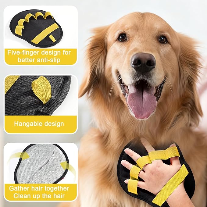Lonfliness Pet Hair Fur Removal Mitt Glove for Cats Dogs 5-Finger Electrostatic Reusable Pet Hair Remover Brush Tool for Couch Furniture Carpet Laundry Clothing