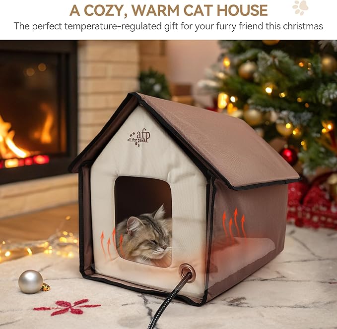 Pink Cat Litter Box Set, Small Cat Kitten Starter Kit with Litter Scoop, Cat Bowl, Kittens Toy; Heated Cat House Indoor, Cats Home with Heated Pad, Cat Houses & Condos, Heater Cat Bed