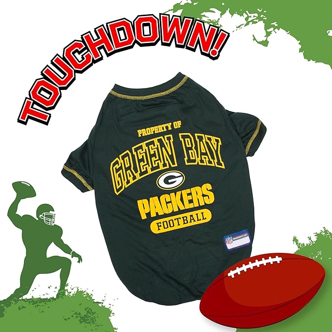 NFL Green Bay Packers Dog T-Shirt for Pets, Size Small. Officially Licensed Pet Shirt with Team Logo, Soft Stretchable Comfort Fit Apparel for Dogs & Cats