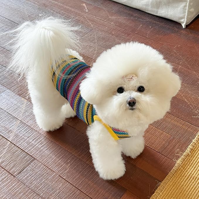 Colorful Openwork Knitted Dog & Cat Clothes - Stylish Pet Tank Top & Skirt for Small Dogs, Cats, Puppies & Kittens, Breathable Comfortable Cozy Pet Clothing