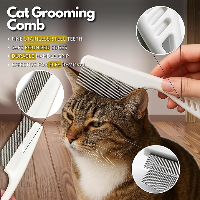 Pet Hair Removal Gloves for Cats & Dogs – 2 Gloves, 2 Hangers & 1 Comb, Double-Sided Reusable Electrostatic Mitts for Couch, Carpet & Car Seat