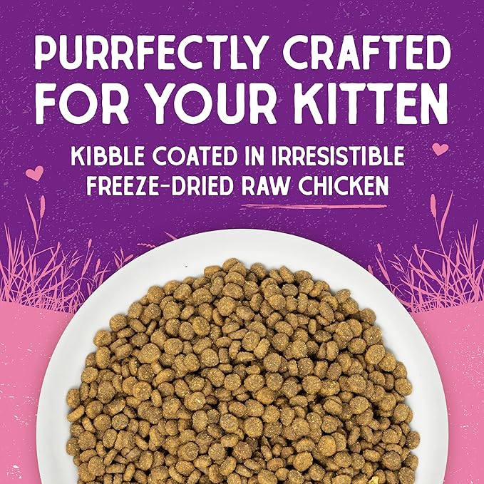 Stella & Chewy's Raw Coated Premium Kibble Cat & Kitten Food – Grain Free, Protein Rich Meals – Cage-Free Chicken for Kittens Recipe – 2.5 lb. Bag