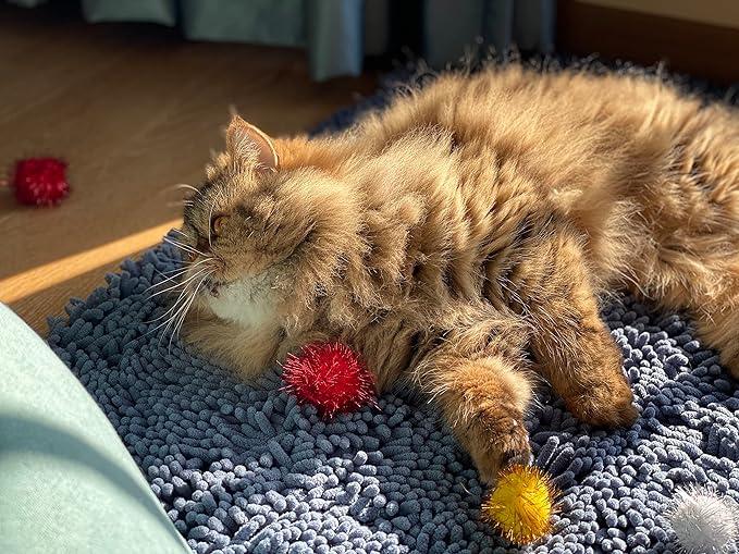 1.5 INCH Cat Toy Balls Extra Large Sparkly Cat's Favorite Chase Glitter Ball Toy Sparkle Pom Pom Balls