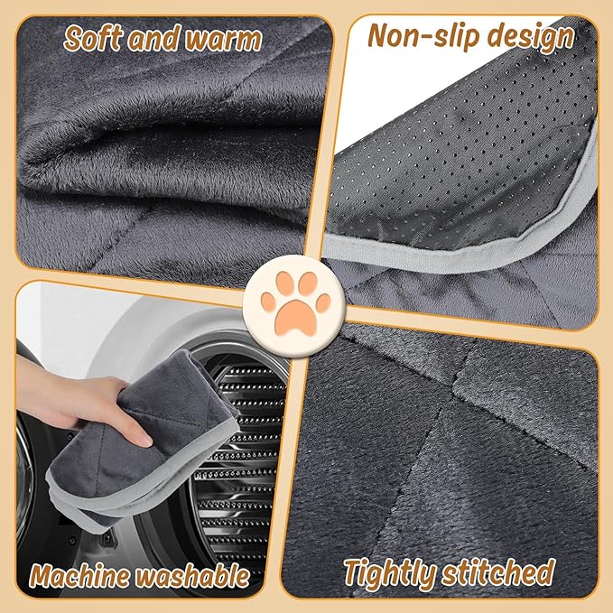 MEWTOGO 4 Pcs Self Warming Cat Bed Mat - 15.7X19.7in Soft & Warm Self-Heating Pet Pad, Washable Bed Mats Reflect Body Heat with Non-Slip Bottom for Indoor Cat Gifts