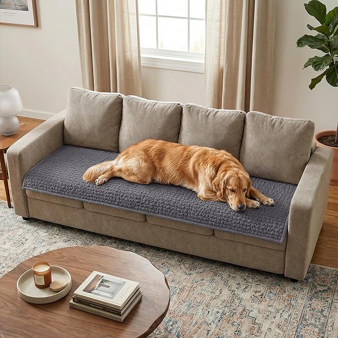 PAULATO BY GA.I.CO. Waterproof Blanket – 24x86” Changing Absorbent Pad for Incontinence – Machine Washable Stain-Resistant Protector for Couch Sofa or Bed – Reusable Waterproof Cover - Dark Grey