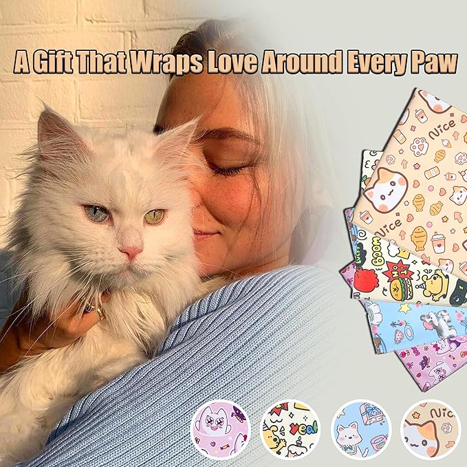 Cat Grooming Wrap, Cat Restraint for Nail Clipping, Velcro Fabric for Cats, Cat Swaddle Wrap Preventing Scratching, Anti-Escape Grooming Bag for Calming Care and Multi-Use（Blue dog:21.6*21.6in）
