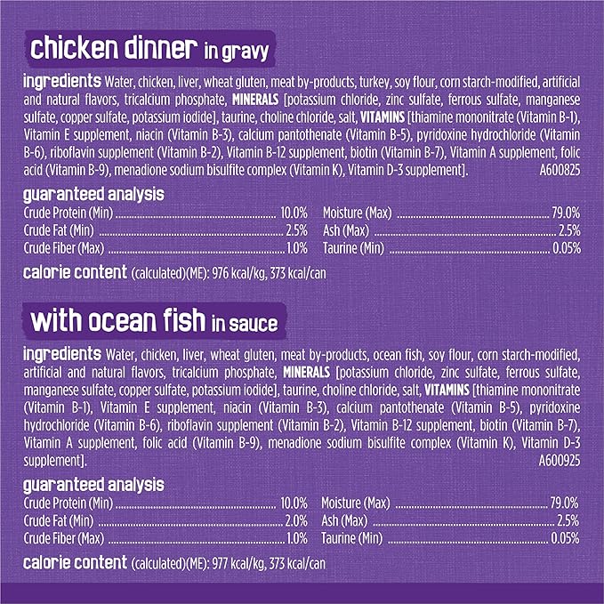 Purina Friskies Meaty Bits with Ocean Fish and Chicken Dinner in Gravy Multi Cat Wet Cat Food Variety Pack - 13.5 Ounces (Pack of 12)