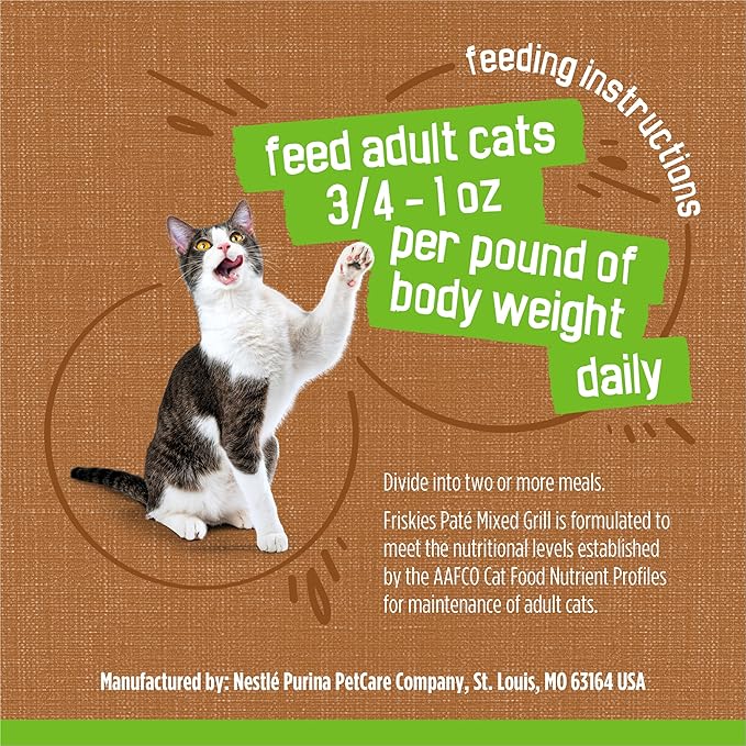 Friskies Purina Wet Cat Food, Pate Mixed Grill - 5.5 oz. Cans (Pack of 48)