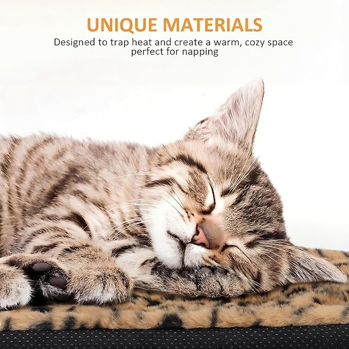 Self Warming Cat Pad for Cats and Small Dogs, Non Electric Thermal Pet Mat, Washable Soft Sleeping Mat with Non Slip Backing, Indoor & Sheltered Outdoor Use, 22 x 18 in, Brown/Black