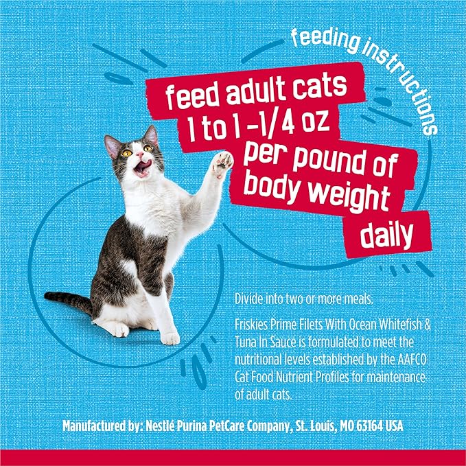 Purina Friskies Prime Filets With Ocean Whitefish and Tuna in Sauce High Protein Wet Cat Food - (Pack of 24) 5.5 oz. Cans