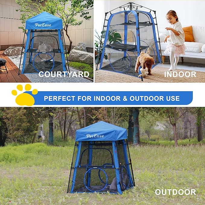 Cat Tower Tent,Outdoor Patio Cat Enclosures with Breathable Mesh,Indoor Playpen Portable Exercise Tent