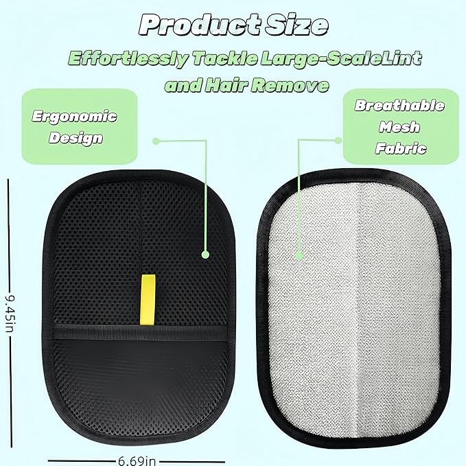 2Pcs Pet Hair Removal Glove - Electrostatic Gloves Pet Hair Remover - Reusable Cat Dog Grooming Glove Tool, No More Sticky Rolls or Lint Rollers