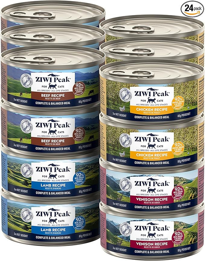 ZIWI Peak Wet Cat Food Variety Pack - Beef, Chicken, Lamb, Venison, 24 Pack (3oz Each)