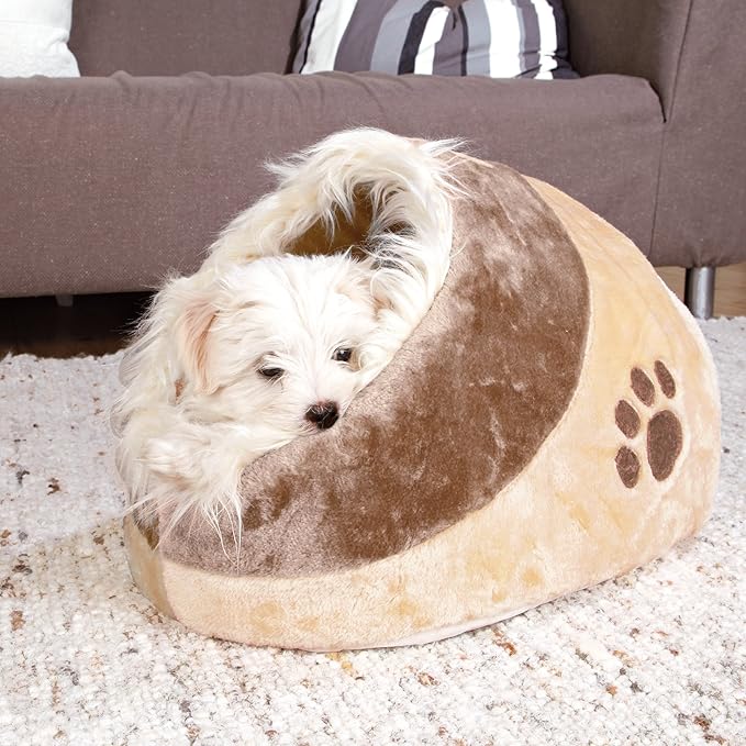 Trixie Minou Cuddly Cave Cat Bed with Removable Cushion, Non-Skid Bottom,Beige/Brown, Medium