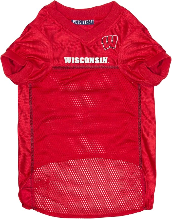 Pets First NCAA College Wisconsin Badgers Mesh Jersey for DOGS & CATS, X-Large. Licensed Dog Jersey with your Favorite Football/Basketball College Team
