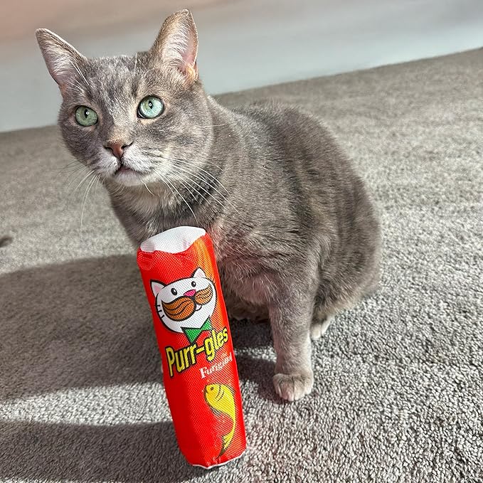 SPOT Fun Foods Purrgles Cat Kicker Toy for Indoor Cats & Kittens, Durable Nylon Exterior, Crinkle Paper & Catnip, Whimsical Pringles Design, 8 Inch