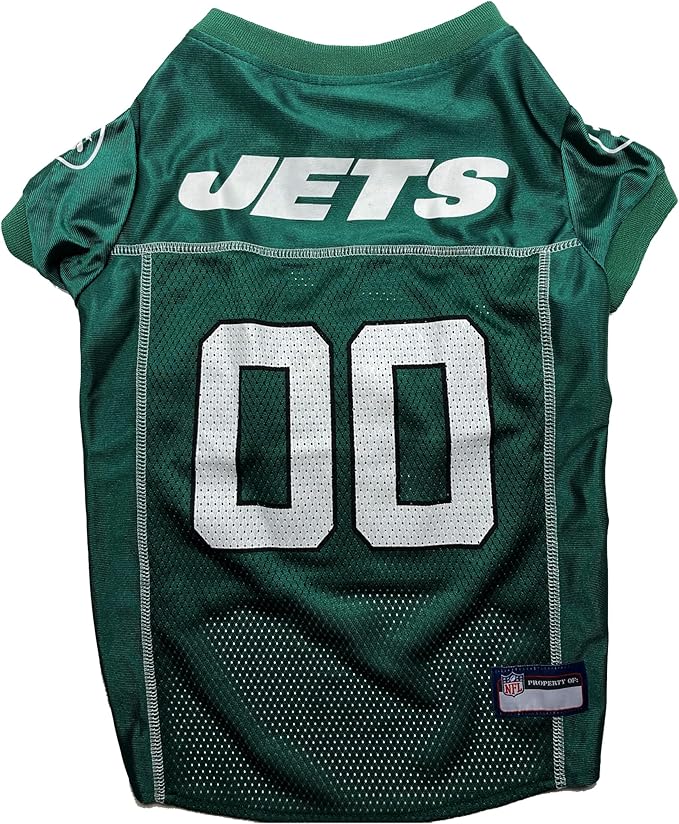 Pets First NFL New York Jets Dog Jersey, Size X-Small, Football Shirt Costume for Pet, Dog Sports T-Shirt, NFL Team Clothing for Cats, Licensed Pet Apparel Available in 7 Sizes and 32 Teams