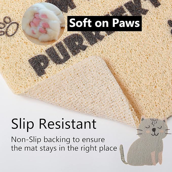 Cat Litter Mat Trap, Pet Food Catching Placemat, Super Cute Easy to Clean 24"×16" Large Durable for Cats and Dogs - Everyday is Catyrday