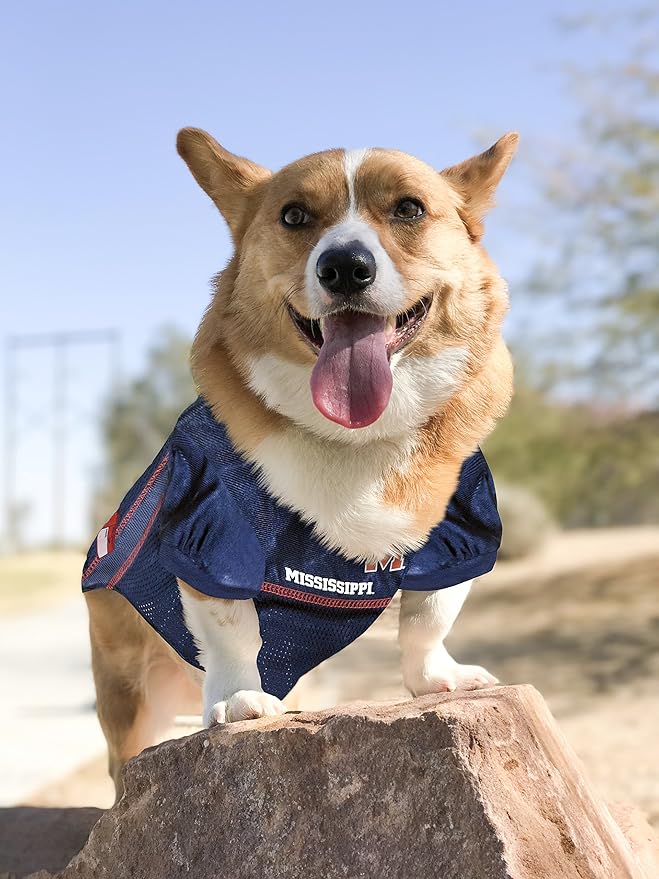 Pets First NCAA College Mississippi Ole Miss Rebels Mesh Jersey for DOGS & CATS, X-Small.Licensed Dog Jersey with your Favorite Football/Basketball College Team