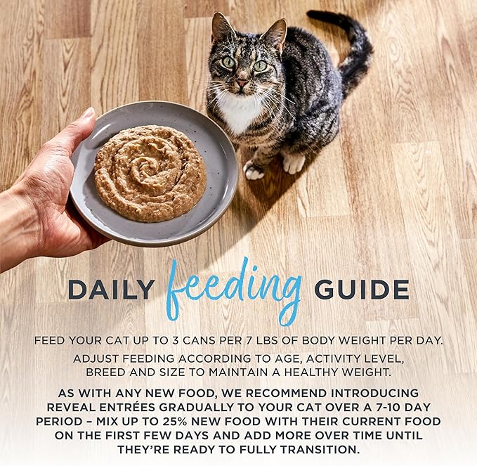 Reveal Entrées Natural Wet Cat Food Paté, Grain-Free with Added Vitamins & Minerals, Carrageenan-Free and High Protein, Fish Variety Selection Paté (12 x 2.47 oz Cans)