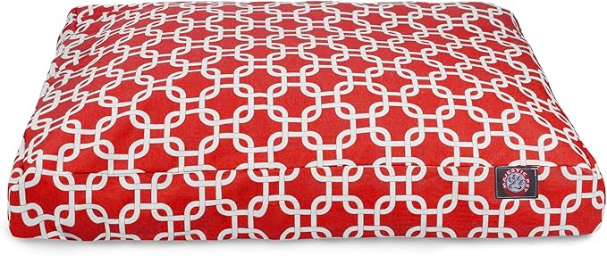 Red Links Medium Rectangle Indoor Outdoor Pet Dog Bed With Removable Washable Cover By Majestic Pet Products