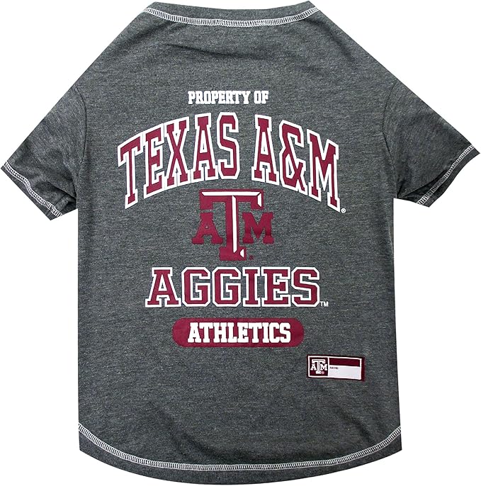Pets First Collegiate TEXAS A&M AGGIES Dog T-Shirt, X-Small. - Licensed Shirt for Pets Team Colored with Team Logos.- Premium Stretchable Materials for the Comfrot of your Dog & Cat.