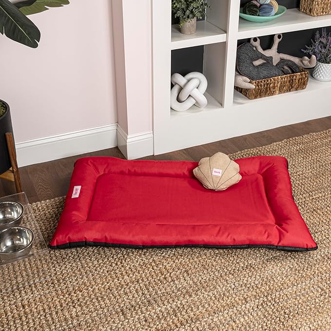 DBD3004A-M Archie 29.5" x 22.5" Traditional Oxford Waterproof Indoor/Outdoor Hand-Washable Memory Foam Camping Pet Bed, Strawberry