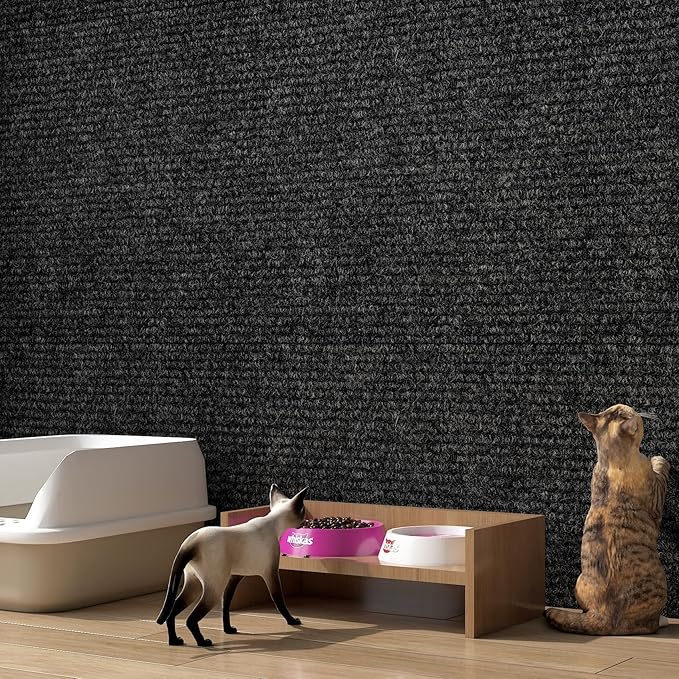LaCheery Couch Cat Scratch Protector Black Cat Scratch Deterrent for Furniture 15.8"x79" Self Adhesive Scratching Pad for Indoor Cats Dogs Couch Wall Corner Cover Sofa Protector for Cats Scratcher Mat