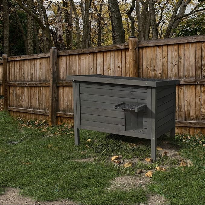 GDLF Outdoor Cat House Feral Cat Enclosure 100% Insulated All-Round Foam Weatherproof Solid Wood Large Size for Multiple Felines 34.5" L*21.5" W*27.2" H