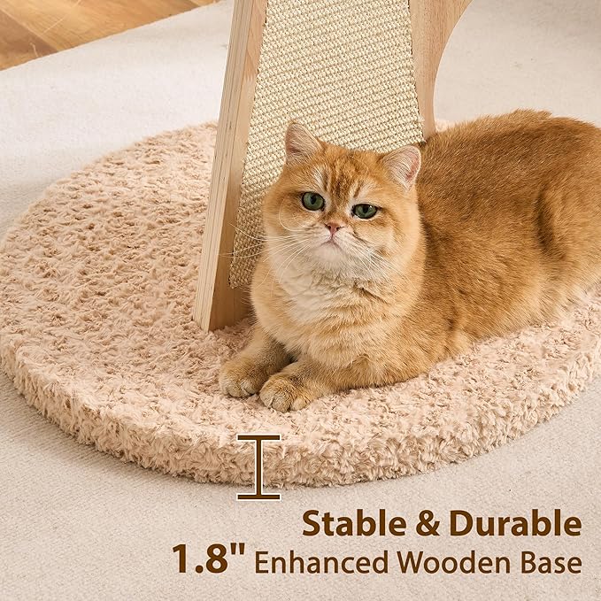 Aesthetic Flower Cat Tree Tower with Scratching Post for Indoor Cats, 48" Modern Cat Tree with Wood Sculpted Branch, Flower Cat Beds, Scratching Board & Interactive Squeaky Toy, Sakura Pink