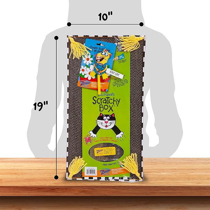 FAT CAT Big Mama's Scratch Cat Toy Box Includes 100% Organic Catnip Grown In The USA