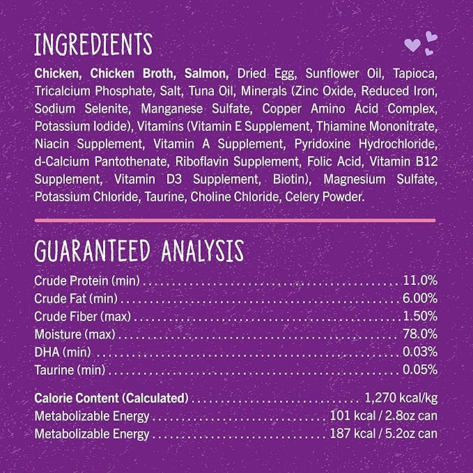 Stella & Chewy's Carnivore Cravings Purrfect Paté - Premium Grain-Free Wet Kitten Food - Chicken & Salmon Recipe - High Protein with Bone Broth - Perfect for Picky Kittens - 2.8oz Cans (12 Pack)