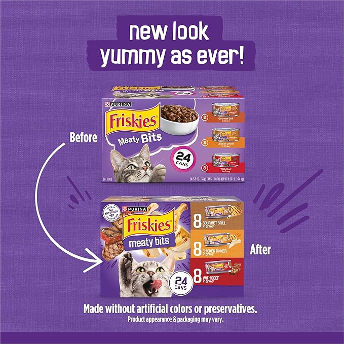 Purina Friskies Gravy Wet Cat Food Variety Pack, Meaty Bits - (Pack of 24) 5.5 oz. Cans