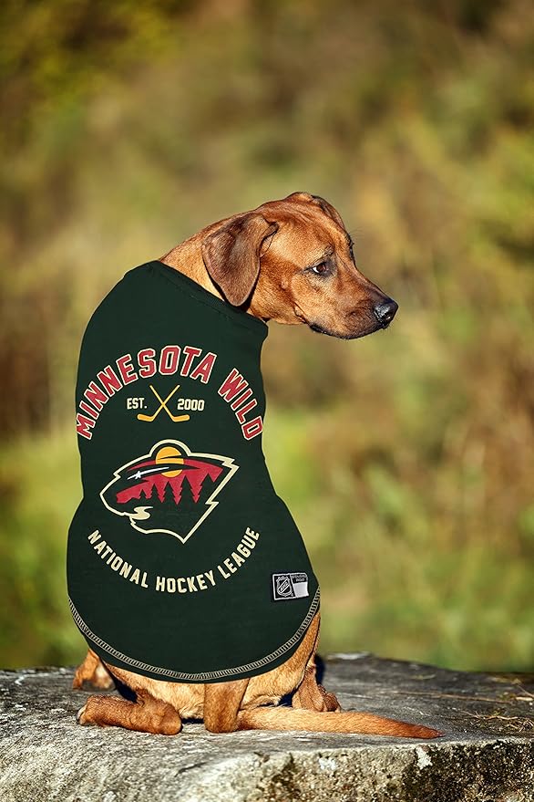 NHL Minnesota Wild Tee Shirt for Dogs & Cats, Medium. - Are You A Hockey Fan? Let Your Pet Be An NHL Fan Too!