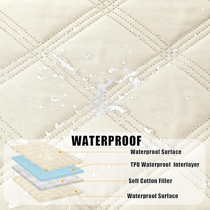 Smiry Waterproof Dog Bed Cover Blanket 30x70, Soft Reversible Pet Blanket, Washable Leakproof Cats Dogs Couch Cover for Sofa, Couch, Furniture, Beige/Beige