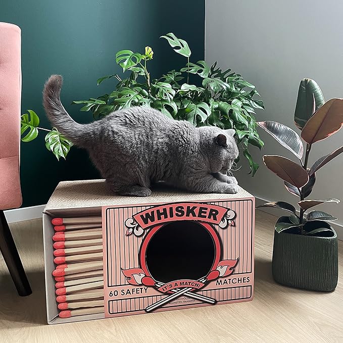 WHISKER - Cardboard Cat Scratcher - 55 x 29 x 30 cm - White, Black and Pink - Color: Black