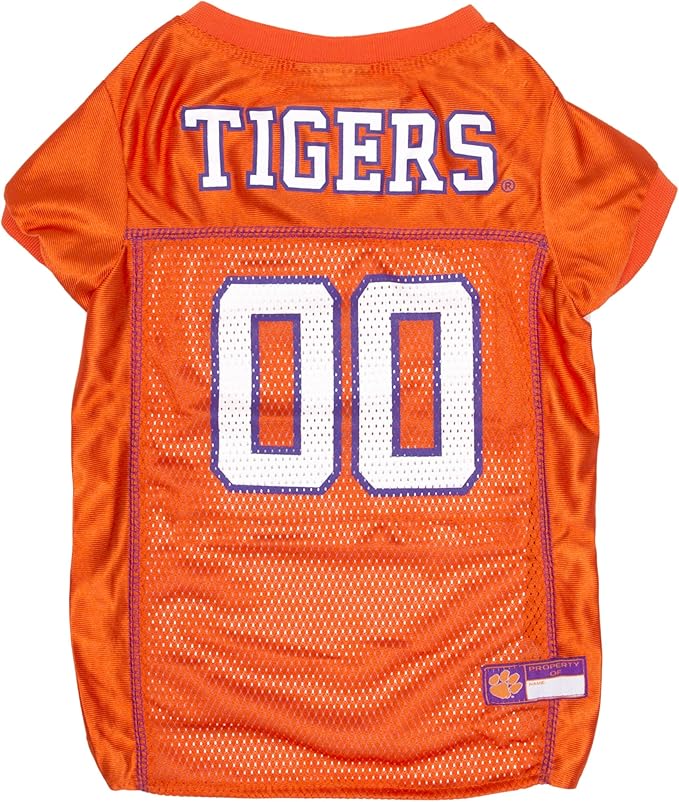Pets First NCAA College Clemson Tigers Mesh Jersey for DOGS & CATS, XX-Large. Licensed Dog Jersey with your Favorite Football/Basketball College Team