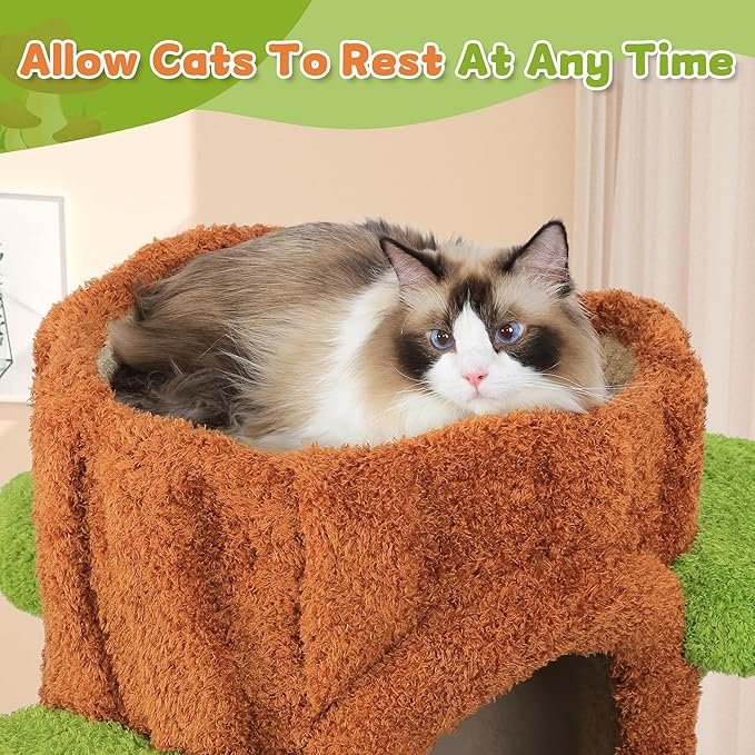 KAMABOKO 90.5 Inch Luxury Cat Tree with Scratching Post, Tall Cat Tree Tower with Sisal Scratching Pad, Multiple Jumping Platforms, Cute Hanging and Spring Toys, Large Cat Condo for for Indoor Kittens