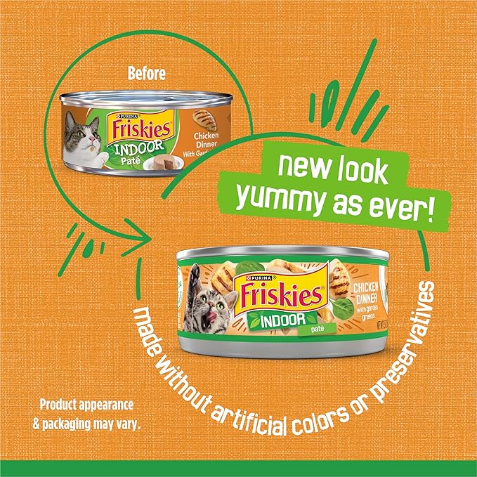 Purina Friskies Indoor Cat Food Pate Chicken Dinner With Garden Greens - (Pack of 24) 5.5 oz. Cans