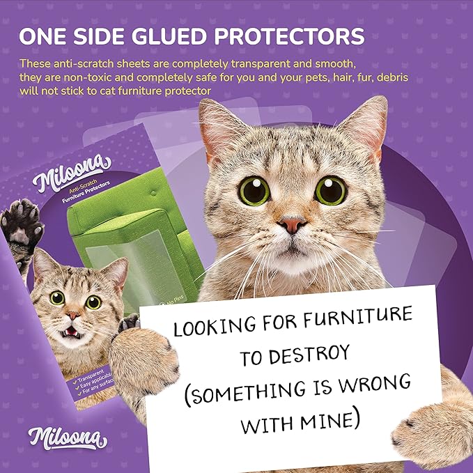 Anti Cat Scratch Furniture Protector 4 Sheets- Couch Covers for Cats- Cat Scratch Deterrent for Furniture- Couch Scratch Protector from Cats- Anti Scratch Furniture Protector