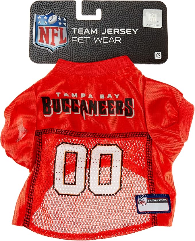 Pets First NFL Tampa Bay Buccaneers Dog Jersey, Size X-Small, Football Shirt Costume for Pet, Dog Sports T-Shirt, NFL Team Clothing for Cats, Licensed Pet Apparel Available in 7 Sizes and 32 Teams