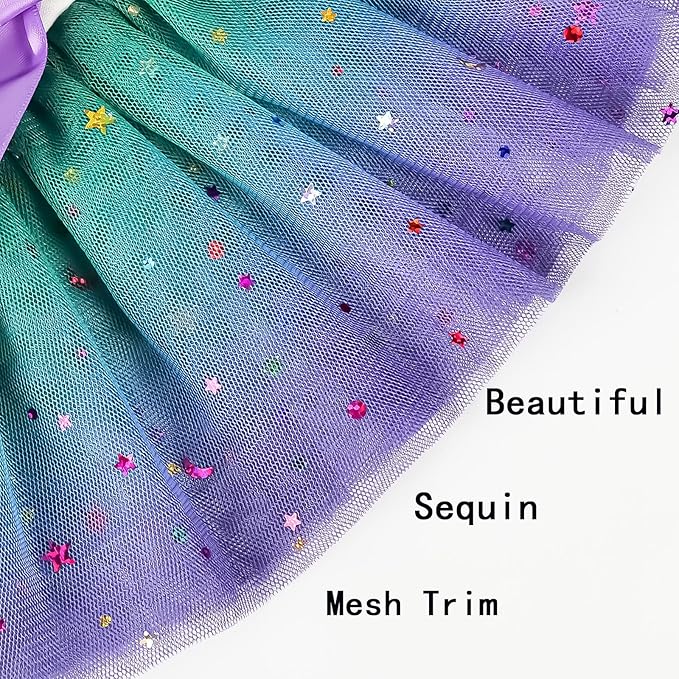 Dog Clothes for Small Medium Dogs Girl, Gradient Sequin Mesh Dress Dog Outfit, Summer Tutu Dog Dresses, Cat Apparel, Cute Pet Puppy Clothing Doggie Outfits (Small, Gradient Blue)