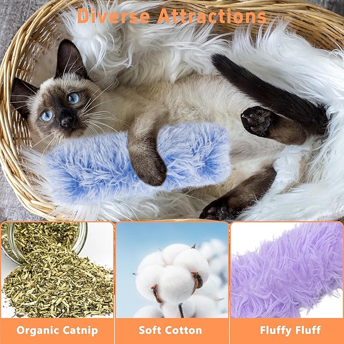 3 Pack Catnip Soft Durable Cat Pillows, Rich Color Catnip Indoor Interactive Cat Kicker, Companion Toys for Cats (Purple Set)